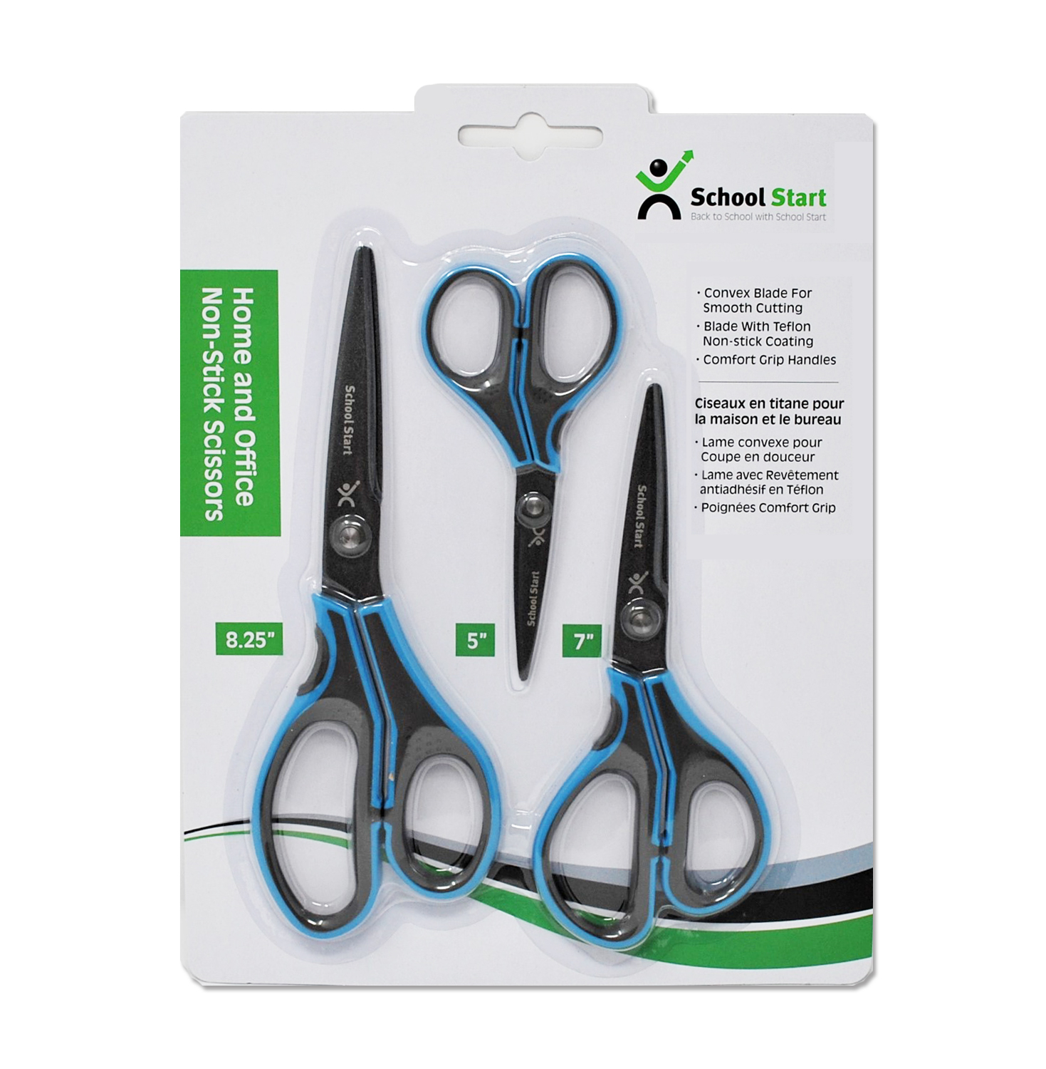 School Start 3 Piece Home and Office Non-Stick Scissors - Image 1